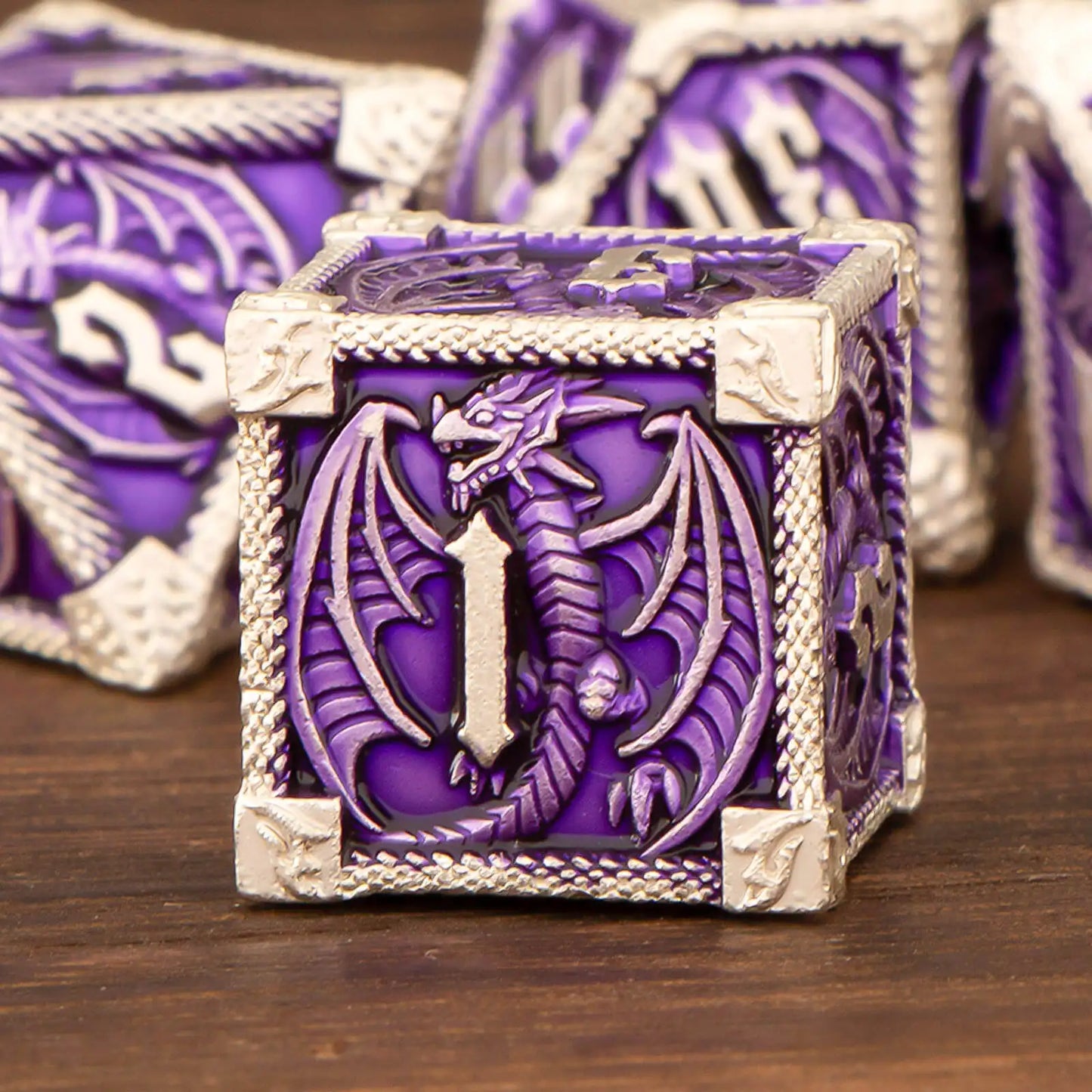 Ethereal Drakon 7 Dice Set | Nebula Knight Purple