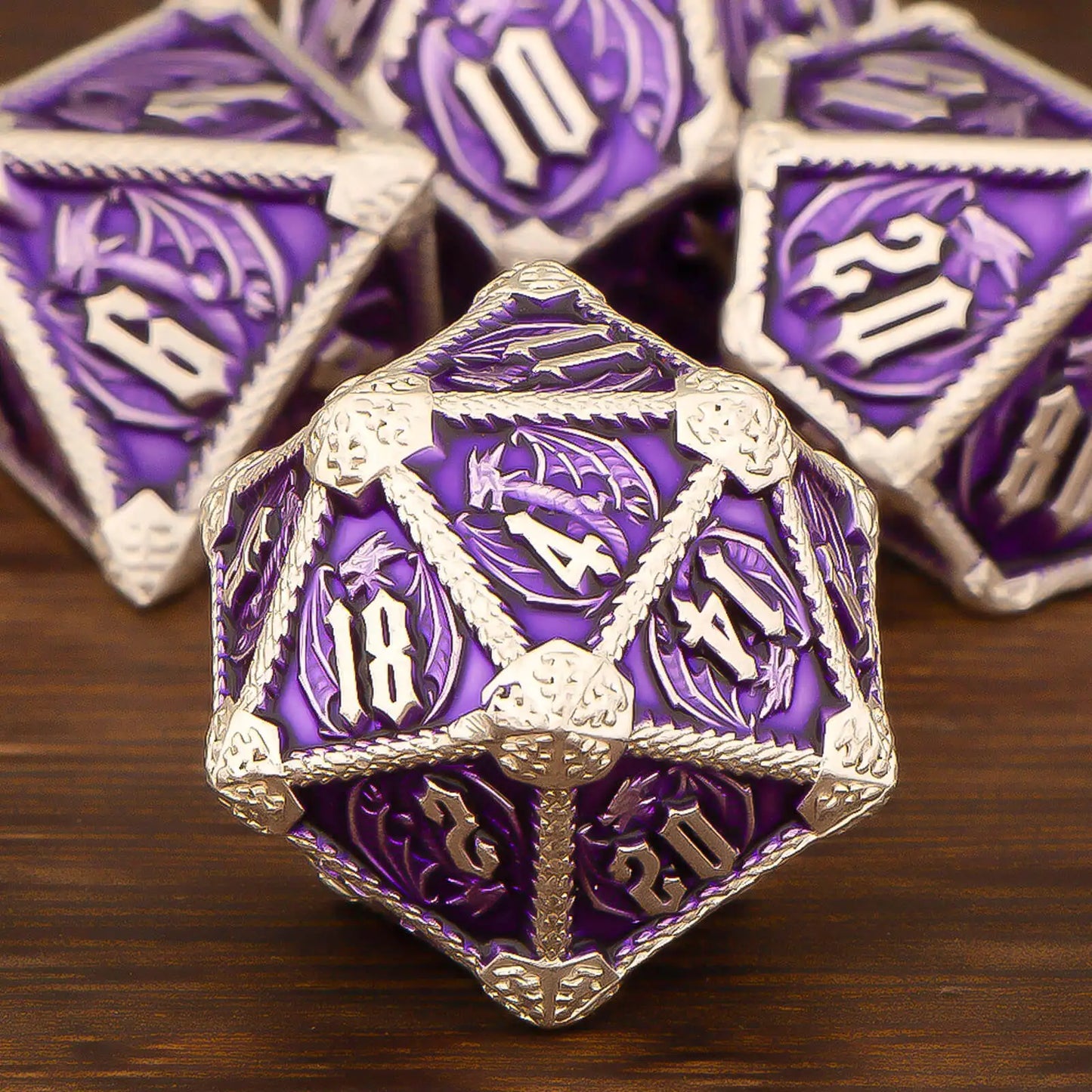 Ethereal Drakon 7 Dice Set | Nebula Knight Purple